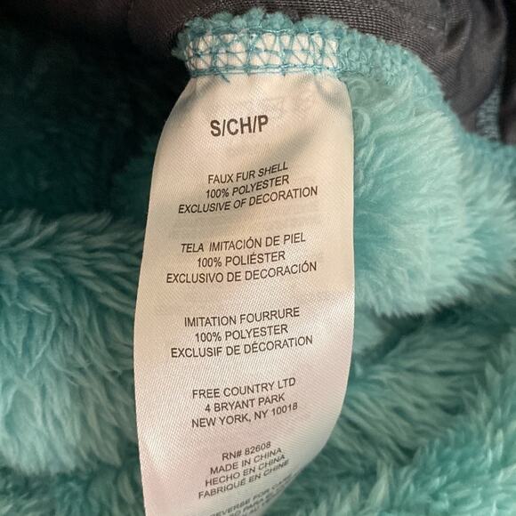 Free Country Teal Faux Fur Zip Front Vest Size Small - Picture 4 of 9